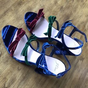 J. Crew Stella BowHeels in Color blocked Velvet 8